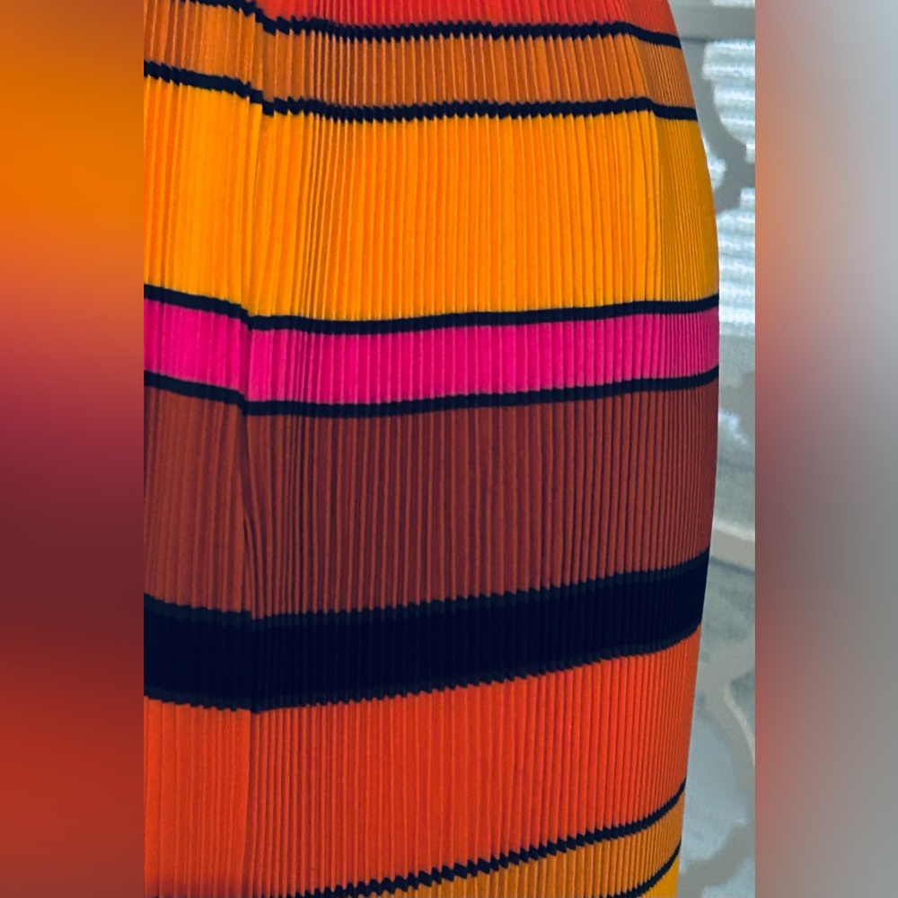 Vibrant Colorful Striped Midi Maxi Skirt J. Crew Sz 10P  Fall Accordion Pleated - Picture 9 of 13